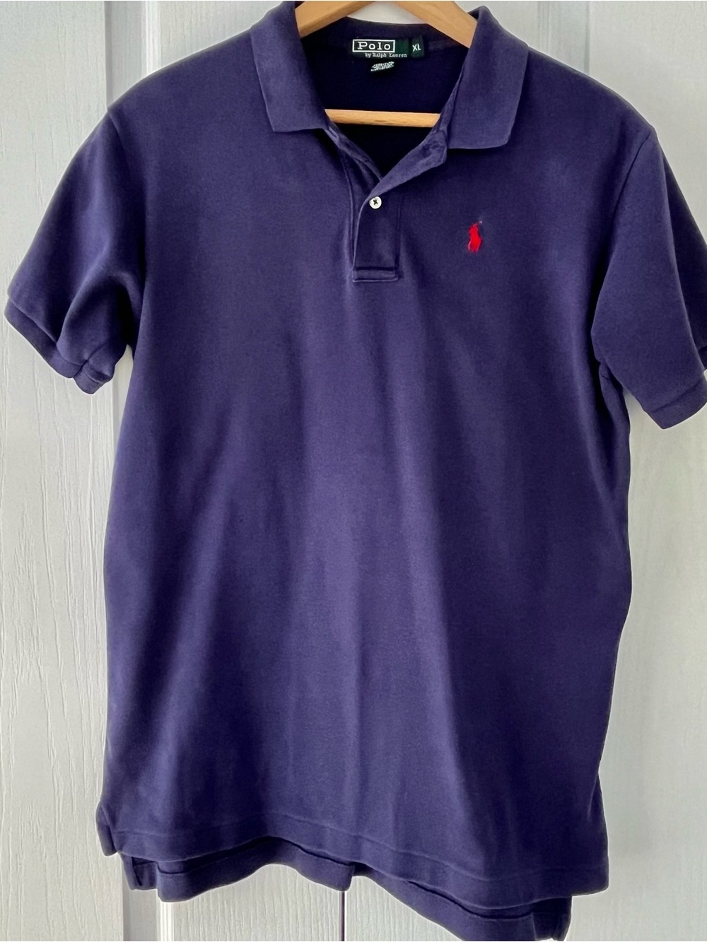 Polo Ralph Lauren Navy 100% Cotton Polo Shirt Red Pony Logo collared XL